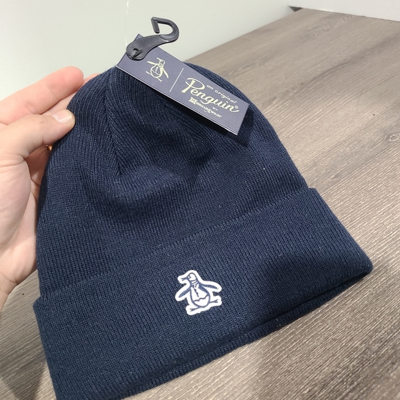 Original Penguin Men's Cuffed Beanie w/ Logo Patch Black O/S NEW - Picture 2 of 8